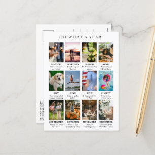 Simple Year in Review Photo Modern Christmas Holiday Postcard