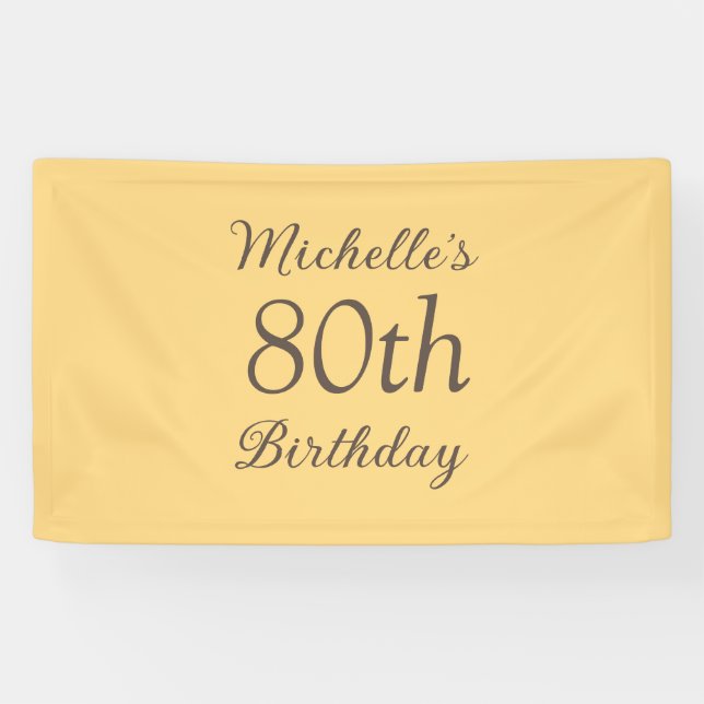 Simple Yellow 80th Birthday Banner (Horizontal)