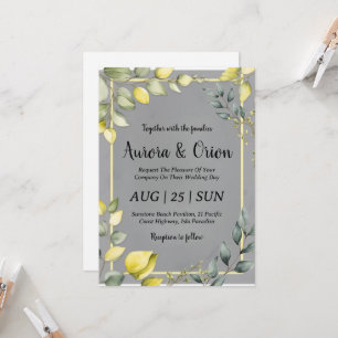 simple yellow and grey wedding invitations