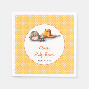 Simple Yellow Baby Sleeping Neutral Baby Shower Napkin