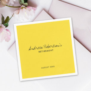 Simple Yellow Basic Solid Colour With Modern Scrip Napkin