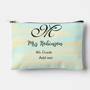 simple yellow blue watercolor teacher appreciation accessory pouch