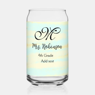 simple yellow blue watercolor teacher appreciation can glass