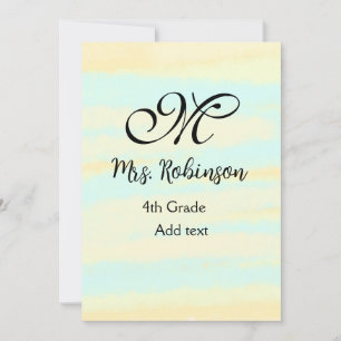 simple yellow blue watercolor teacher appreciation invitation