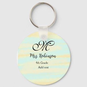 simple yellow blue watercolor teacher appreciation key ring