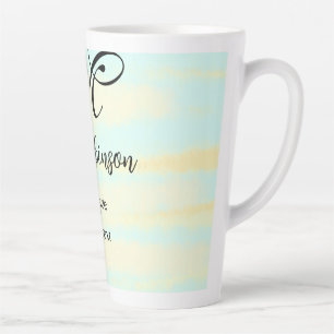 simple yellow blue watercolor teacher appreciation latte mug