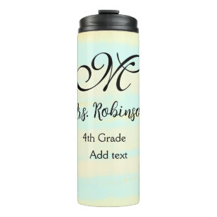 simple yellow blue watercolor teacher appreciation thermal tumbler