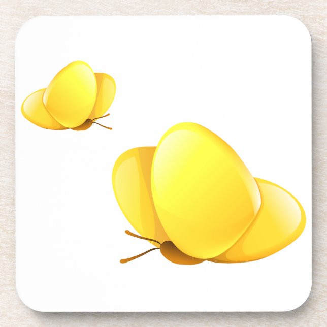 Simple Yellow Butterflies Coaster (Front)