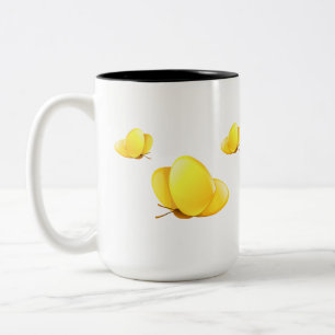 Simple Yellow Butterflies Two-Tone Coffee Mug