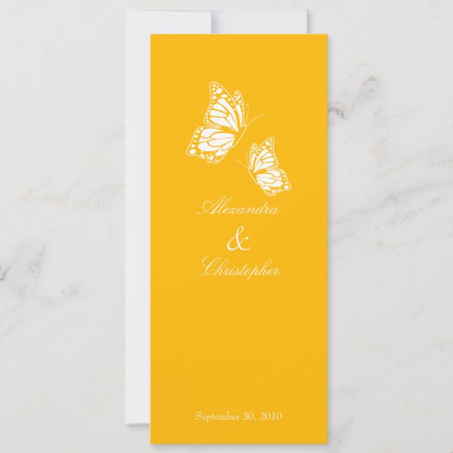 Simple Yellow Butterflies Wedding Announcement (Front)