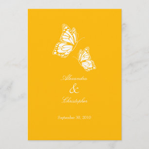 Simple Yellow Butterflies Wedding Announcement