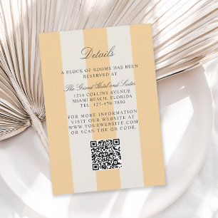 Simple Yellow Cabana Stripes Wedding Details Enclosure Card