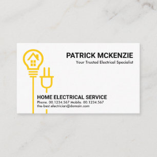 Simple Yellow Electric Bulb Power Plug Business Card