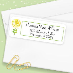 Simple Yellow Floral Return Address Label