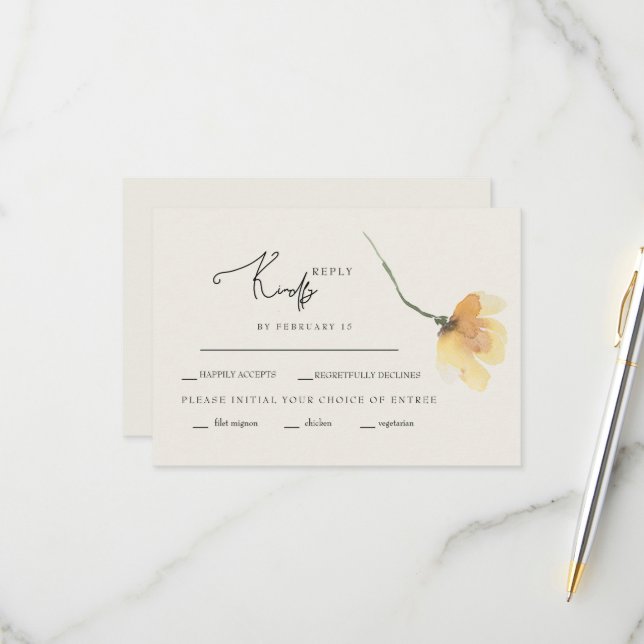 Simple Yellow Floral Stem Cream RSVP  (Front/Back In Situ)