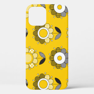 Simple Yellow Folk Floral Pattern iPhone 12 Case