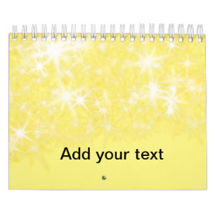 Simple yellow glitter sparkle stars add your text calendar