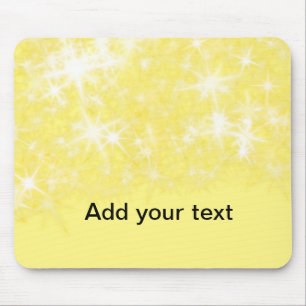 Simple yellow glitter sparkle stars add your text mouse pad