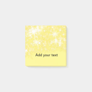 Simple yellow glitter sparkle stars add your text post-it notes