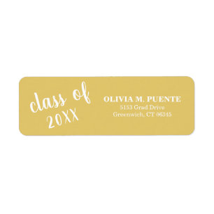 Simple Yellow Gold Graduation Return Address Label