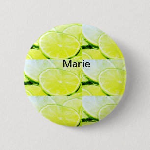 Simple yellow green lemon add name minimal custom 6 cm round badge