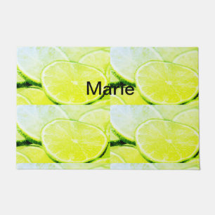 Simple yellow green lemon add name minimal custom doormat