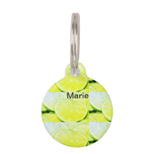 Simple yellow green lemon add name minimal custom pet tag