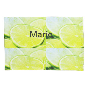 Simple yellow green lemon add name minimal custom pillowcase