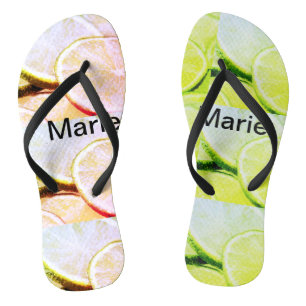 Simple yellow green lemon add name minimal custom thongs