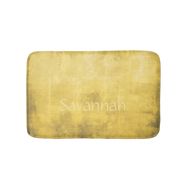 Simple Yellow Grey Abstract Your Name Bath Mat (Front)