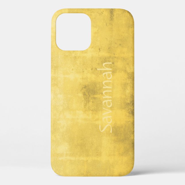 Simple Yellow Grey Abstract Your Name Case-Mate iPhone Case (Back)