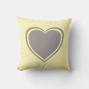 Simple Yellow Grey Heart Valentine`s Day Cushion