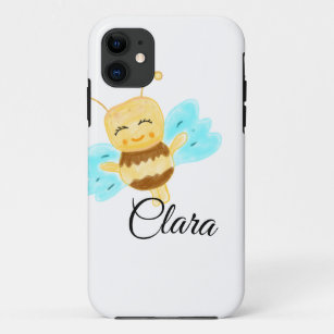 Simple yellow honey bee watercolor add name custom Case-Mate iPhone case