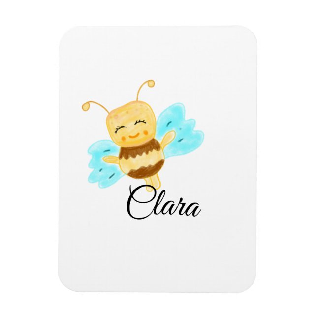 Simple yellow honey bee watercolor add name custom magnet (Vertical)