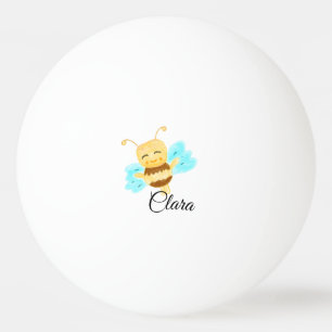 Simple yellow honey bee watercolor add name custom ping pong ball