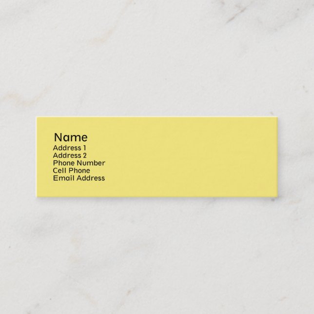 simple yellow mini business card (Front)