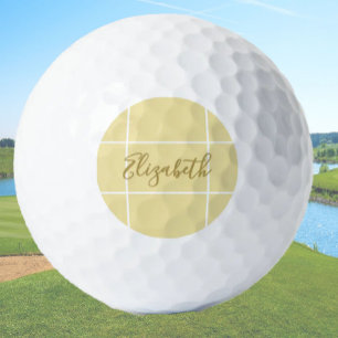 Simple yellow minimalist custom name ladies  golf balls