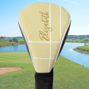 Simple yellow minimalist custom name ladies  golf head cover