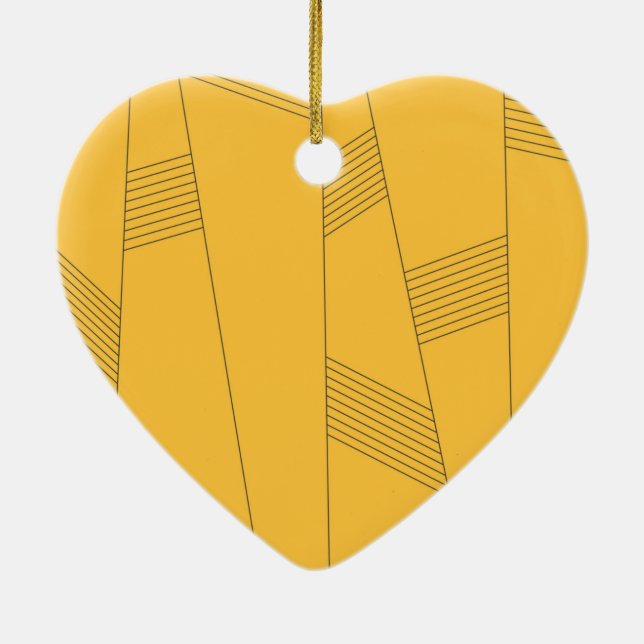 Simple, yellow, modern abstract graphic design ceramic ornament (Back)