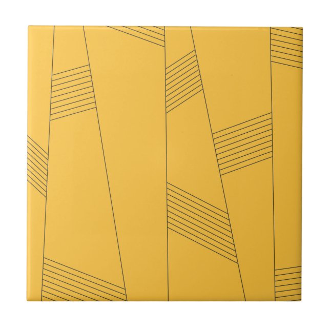 Simple, yellow, modern abstract graphic design ceramic tile (Front)