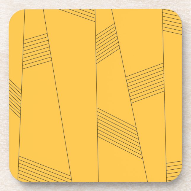 Simple, yellow, modern abstract graphic design coaster (Front)