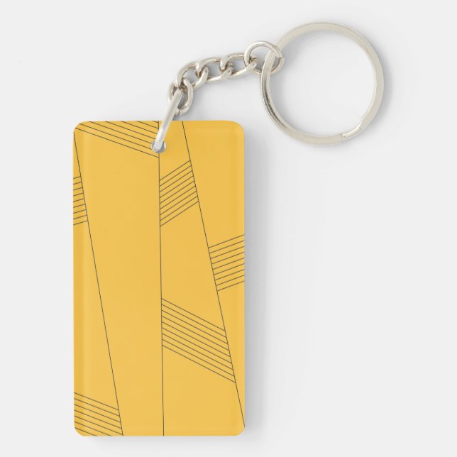 Simple, yellow, modern abstract graphic design key ring (Back)
