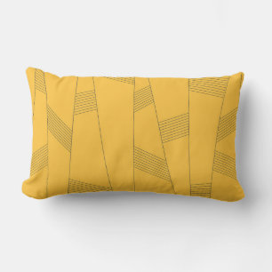 Simple, yellow, modern abstract graphic design lumbar cushion
