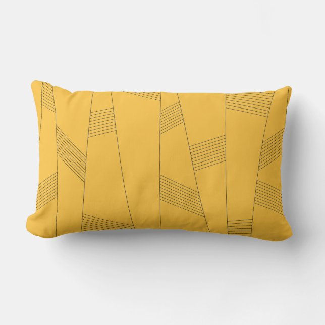 Simple, yellow, modern abstract graphic design lumbar cushion (Front)