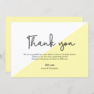 Simple Yellow Modern Baby Shower Thank You Invitation