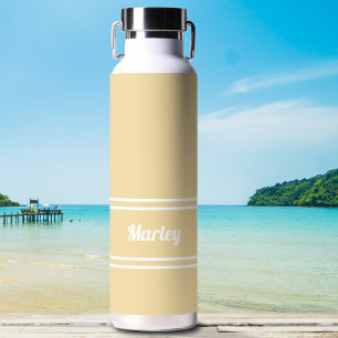 Simple Yellow Modern Custom Name Stylish Colourful Water Bottle
