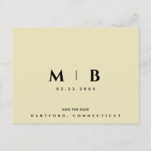 Simple Yellow Monogram Wedding Save the Date  Postcard