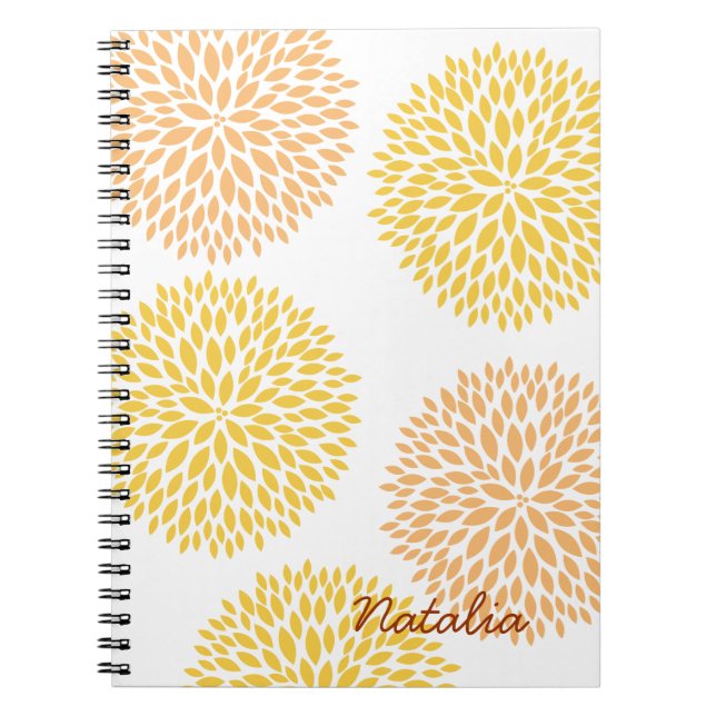 Simple Yellow Peach Flowers Notebook (Front)