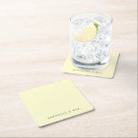 Simple Yellow Personalised Modern Wedding Square Paper Coaster<br><div class="desc">Gold Couple Names Wedding Bar Coaster.  Yellow.  Simple.</div>
