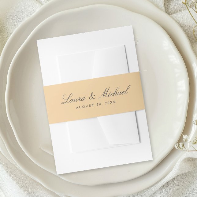 Simple Yellow Personalised Wedding Invitation Belly Band (Creator Uploaded)